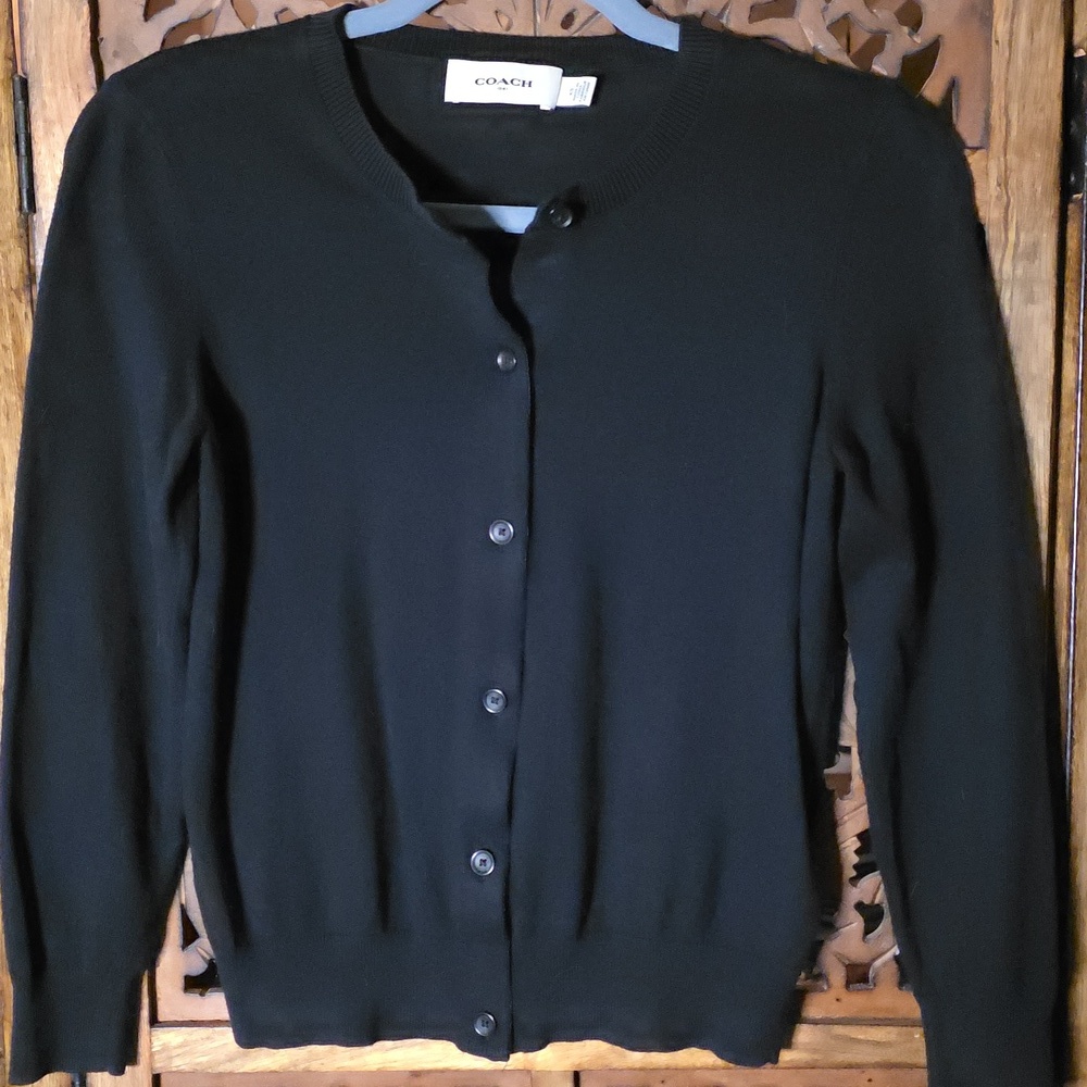Coach Elegant Black Button-Up Cardigan